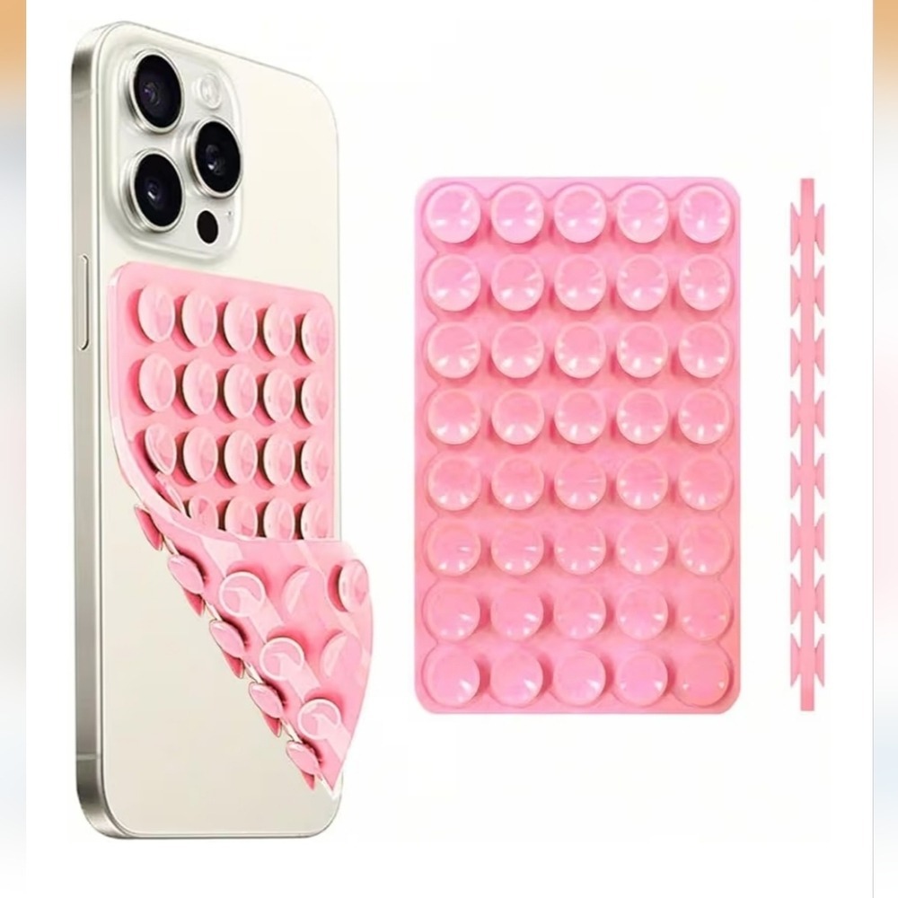 Pink Silicone Suction Cup Phone Mount Adhesive Hands Free Holder for Mirrors